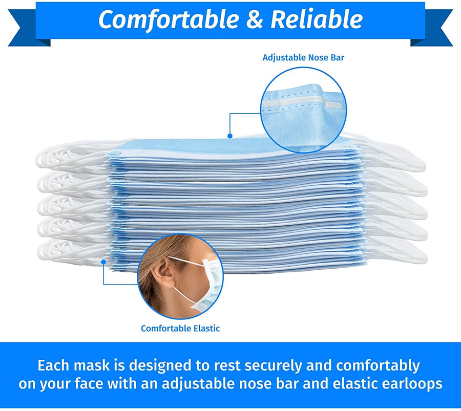 Face Masks (50 Pack) Disposable - 3 PLY