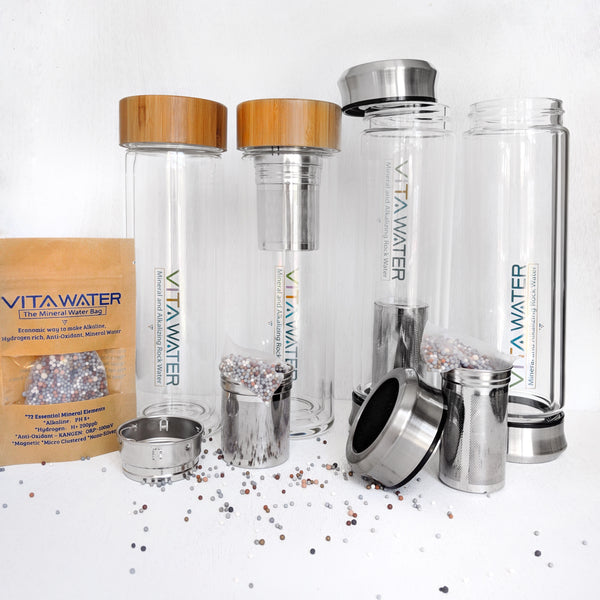 VitaWater Hot / Cold Borosilicate VITA-MINERAL GLASS INFUSER BOTTLE